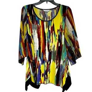 Peter Nygard Abstract Asymmetrical Vibrant Tunic Top Size XS Petite